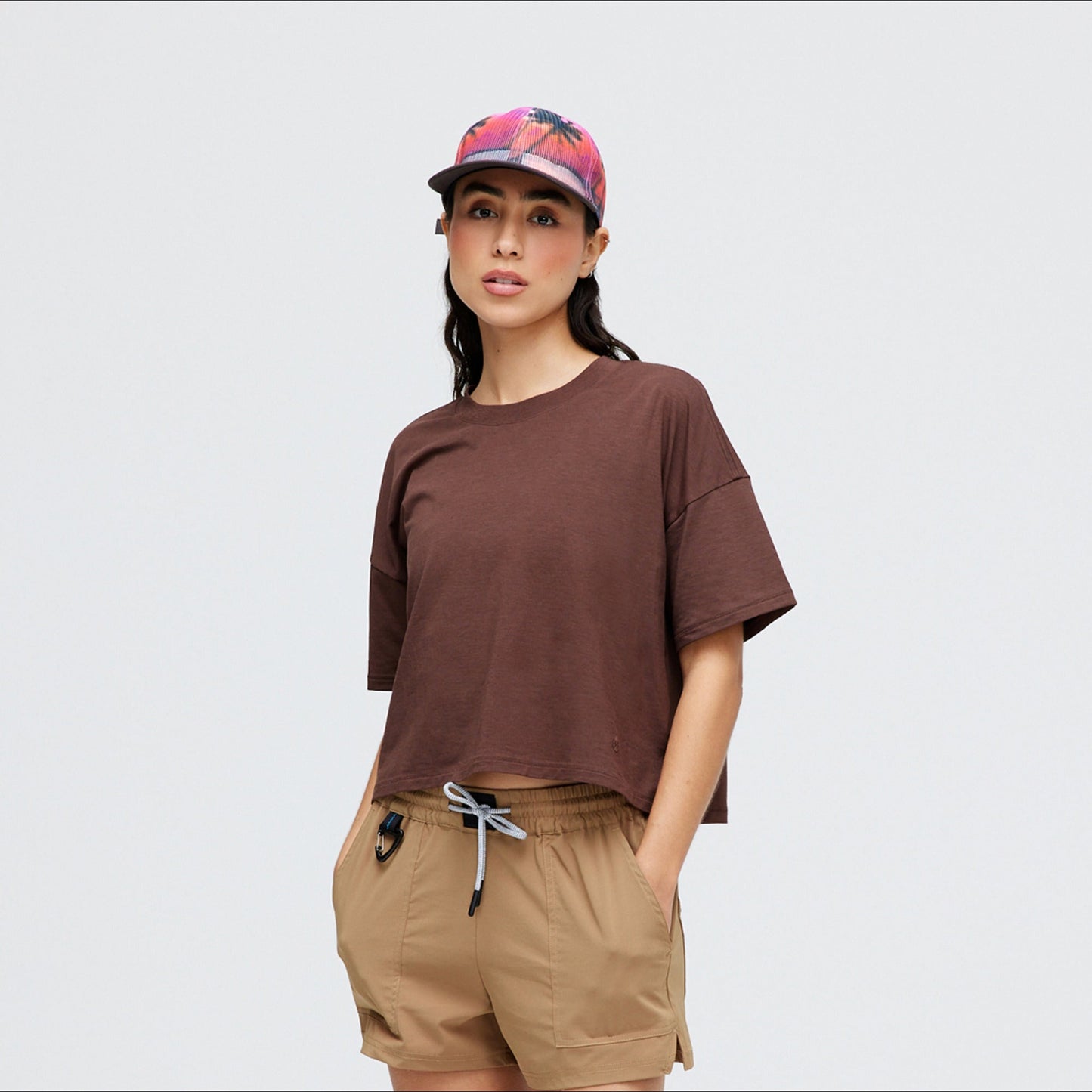 Stance Women&#39;s Lay Low Boxy T-Shirt Brown |model