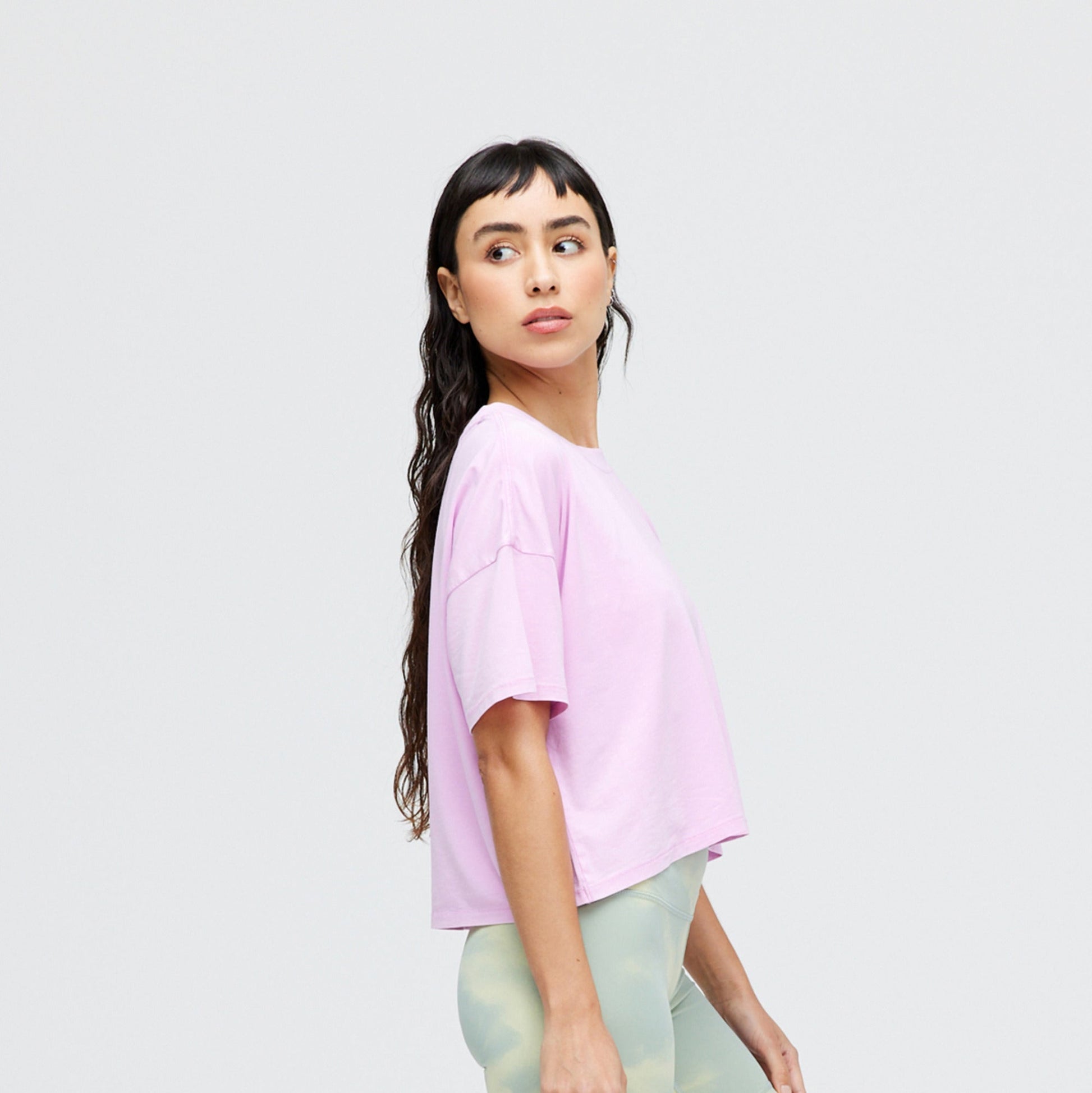 Stance Women's Lay Low Boxy T-Shirt Lilac Ice |model