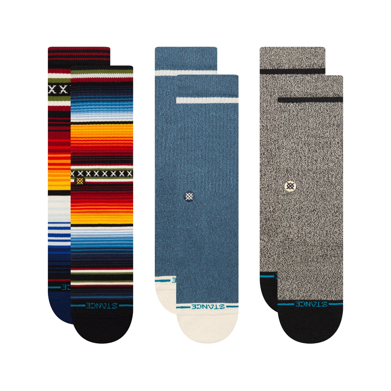 Stance Lifestyle Crew Sock 3 Pack Grey / Red / Blue