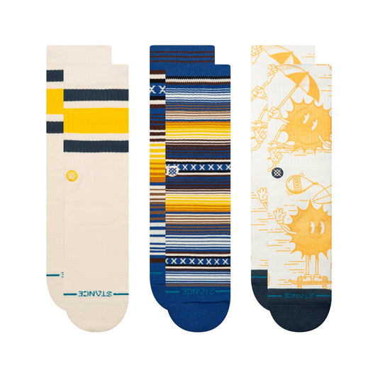 Stance Lifestyle Crew Sock 3 Pack Blue / Cream / Yellow
