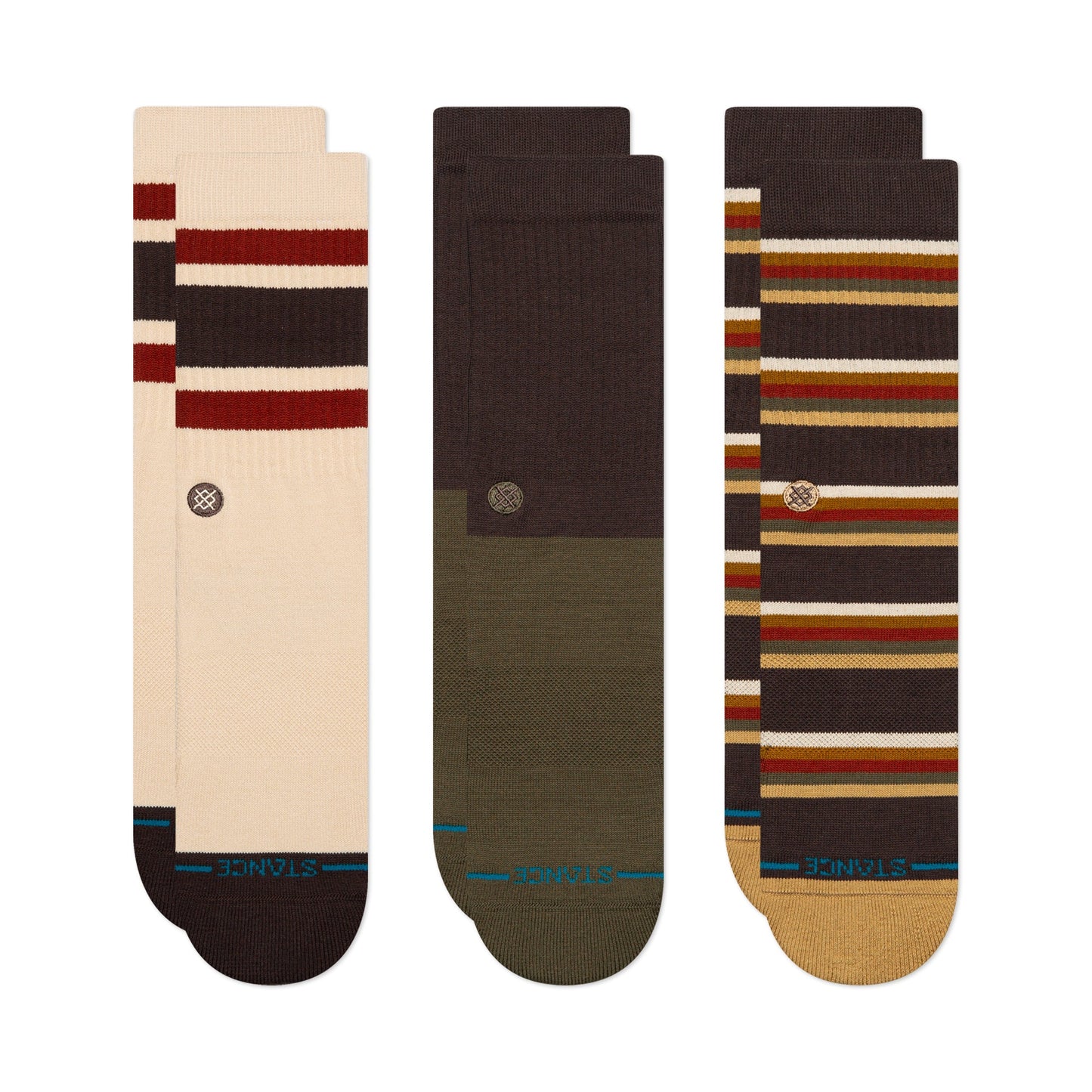 Stance Mill House Crew Sock 3 Pack Dark Brown 