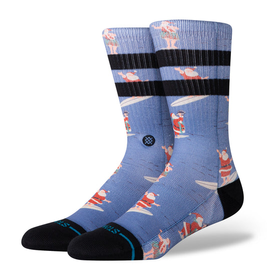 Stance Surfing Santa Crew Sock Blue