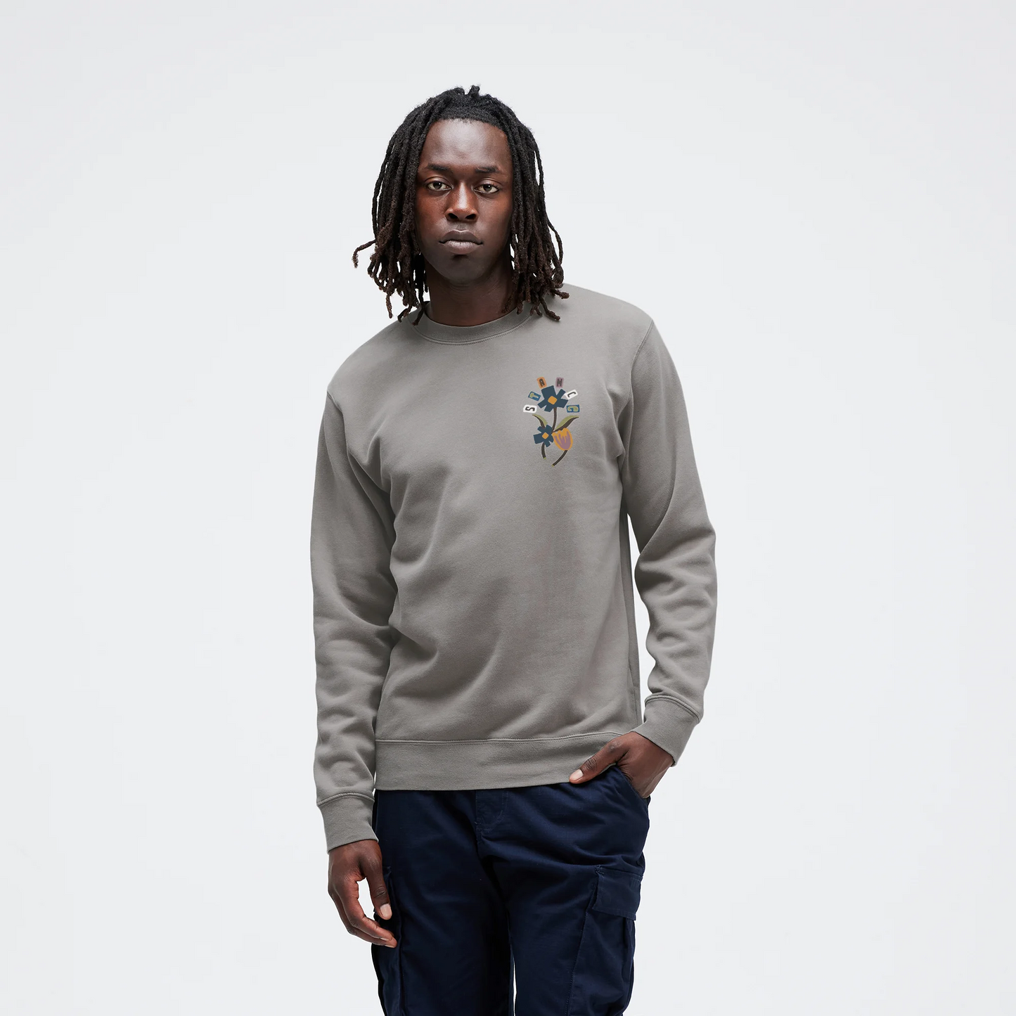 Stance Harvest Crew Pullover Cement |model