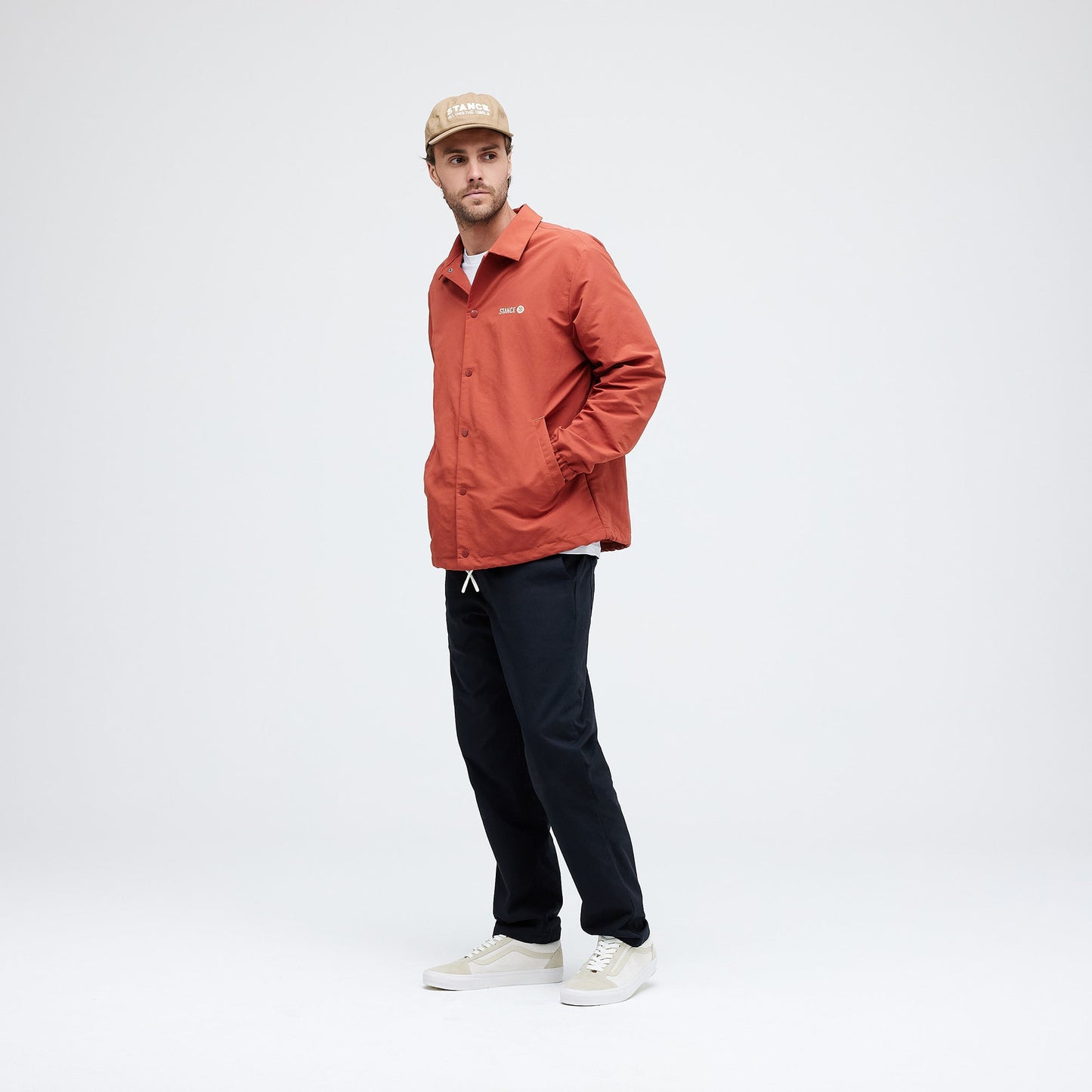 Stance Coaches Jacket Rust |model