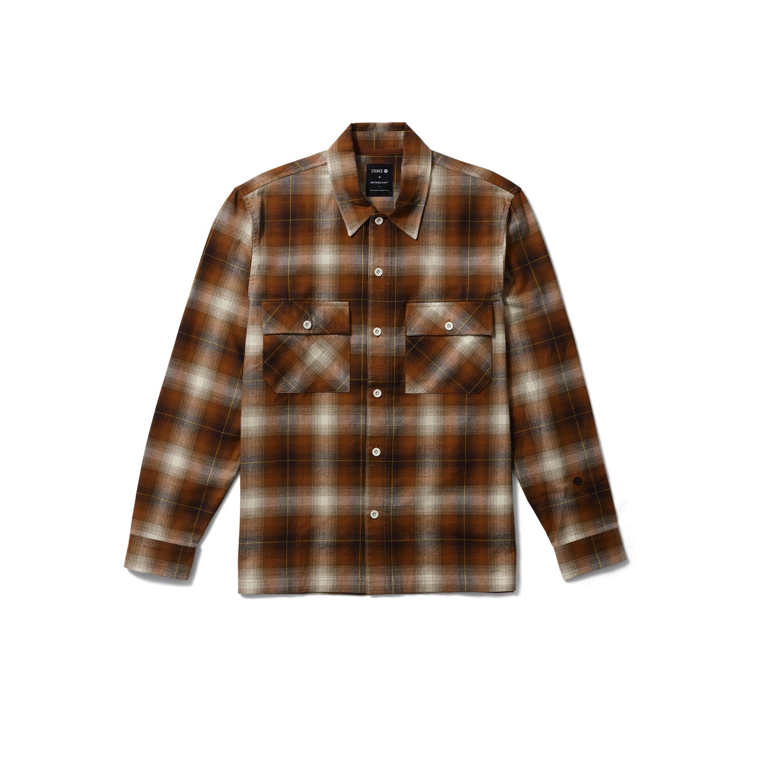 Stance Lowell Long Sleeve T-Shirt Button Up Brown |model