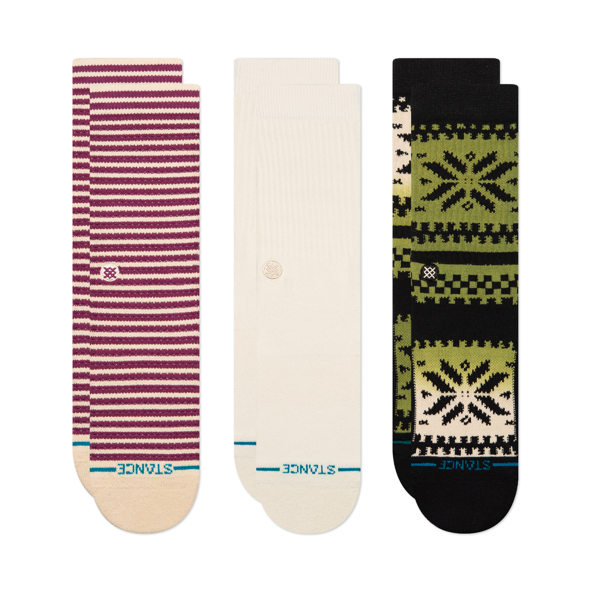 Stance Lifestyle Christmas Crew Sock 3 Pack Red/White/Green