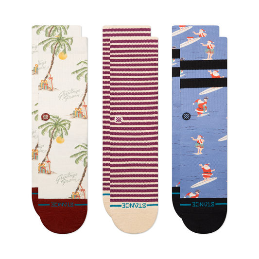 Stance Lifestyle Christmas Print Crew Sock 3 Pack White/Blue/Red