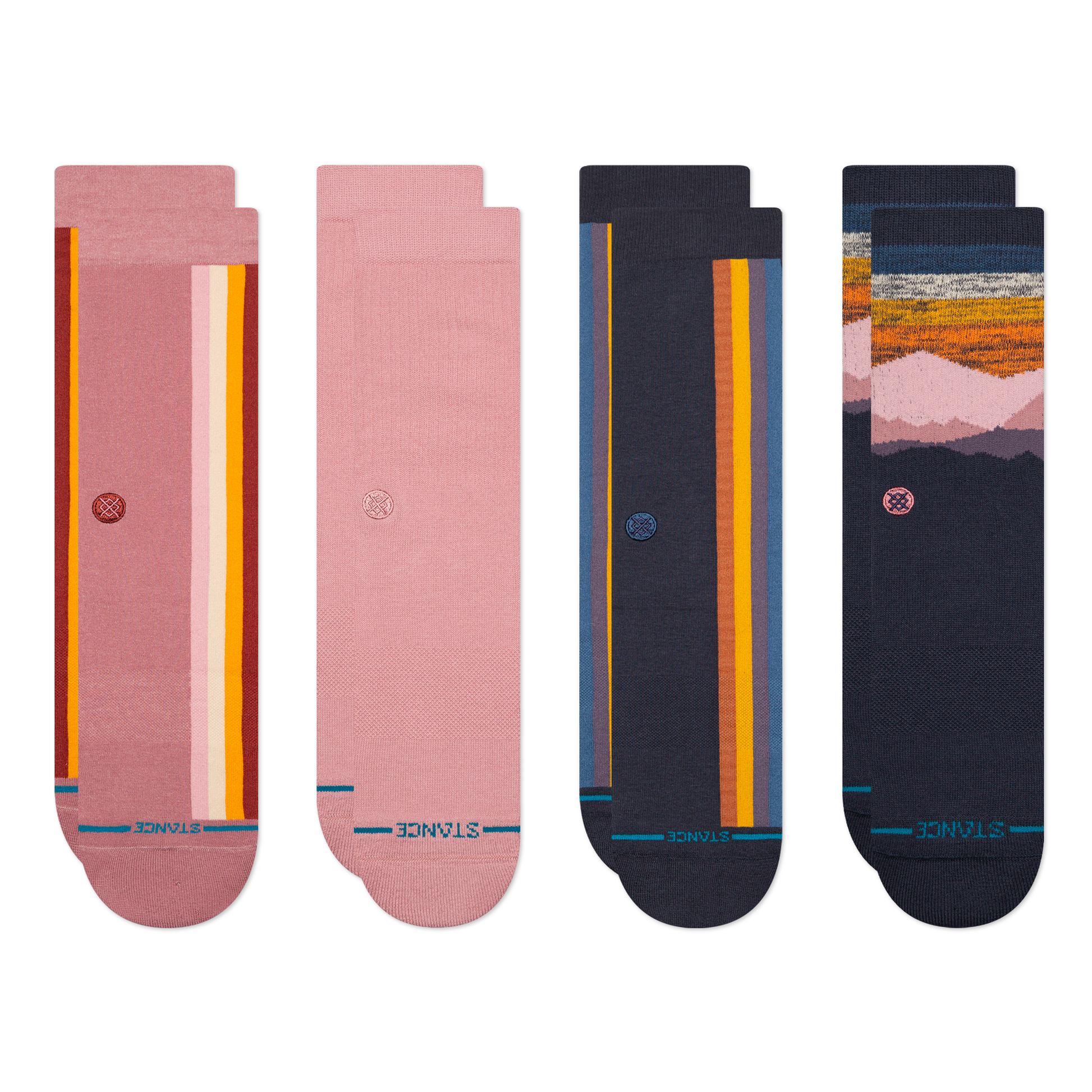 Stance Lifestyle Crew Sock 4 Pack Navy/Pink