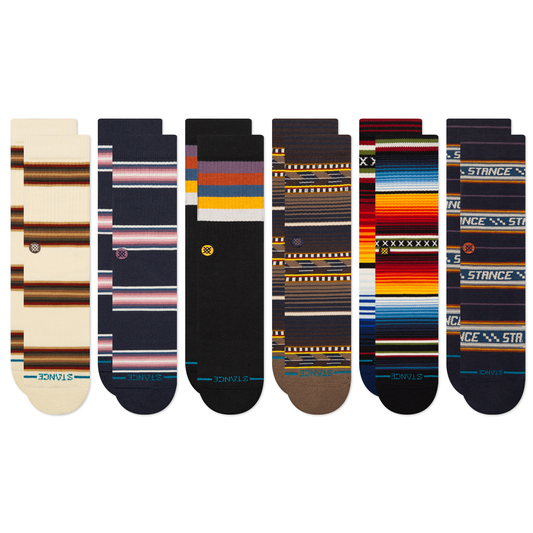 Stance Lifestyle Stripe Crew Sock 6 Pack Navy/Red/Black