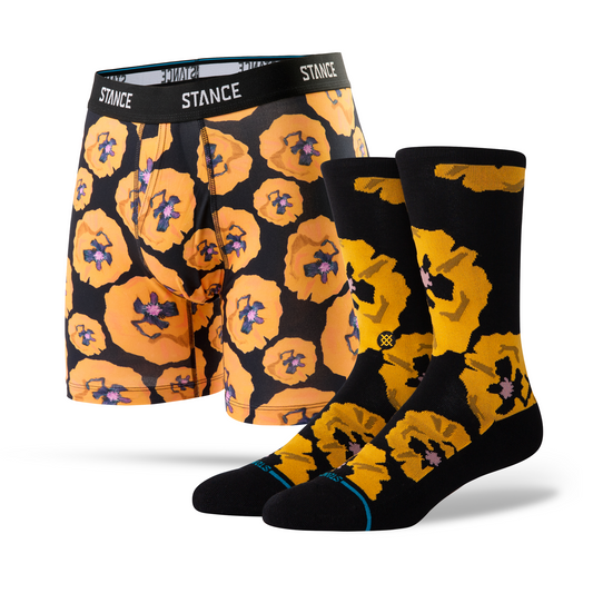 Stance Poppy Land Boxer Brief & Crew Sock 2 Pack Orange