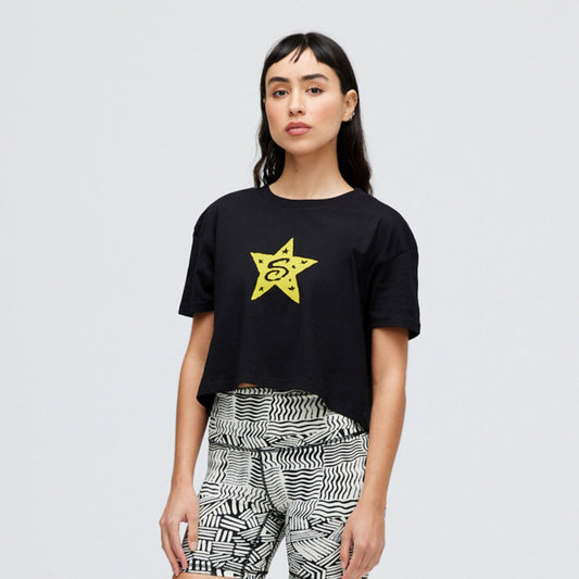 Stance Women's Star Power Crop T-Shirt Black |model
