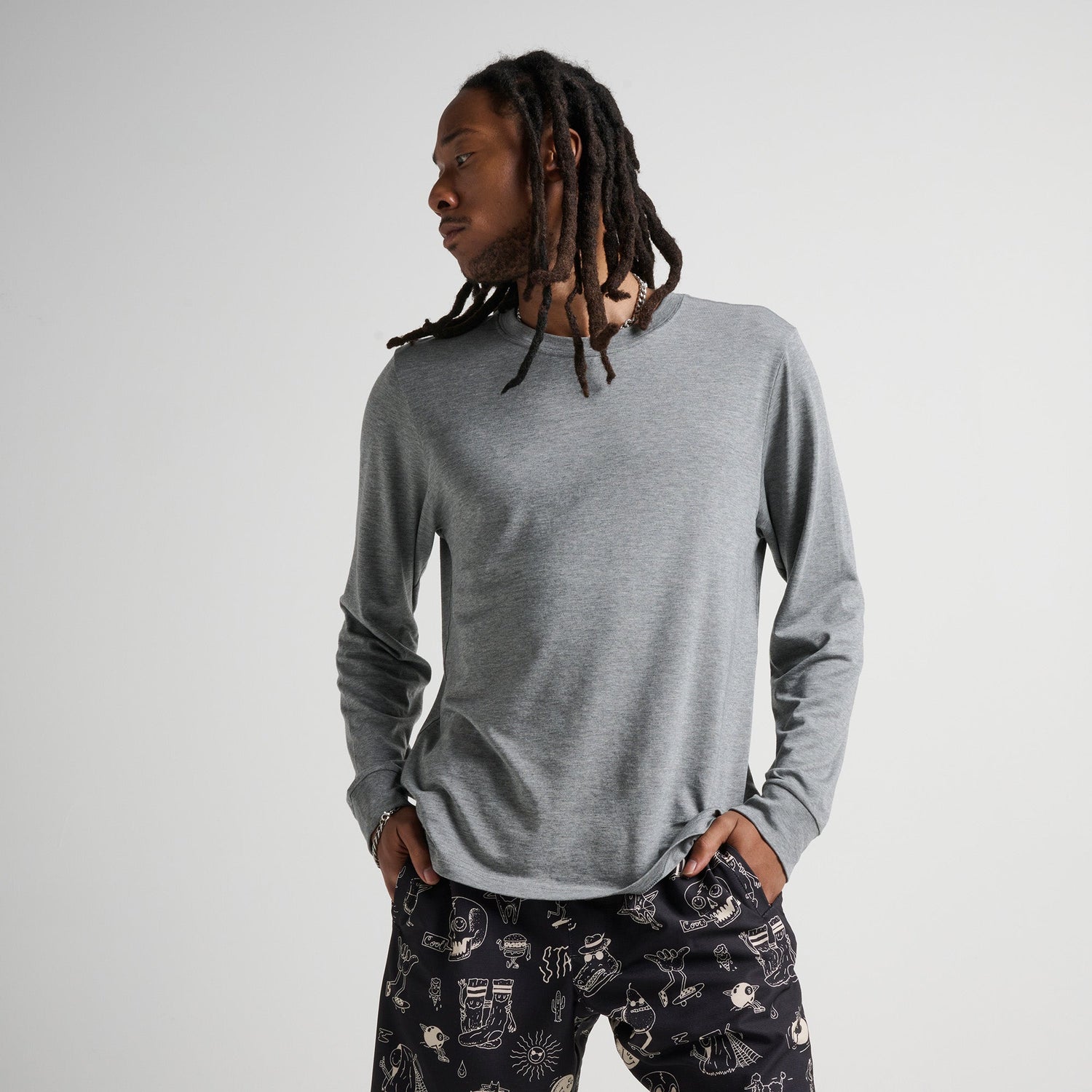 Stance Butter Blend™ Long Sleeve T-Shirt Grey Heather |model