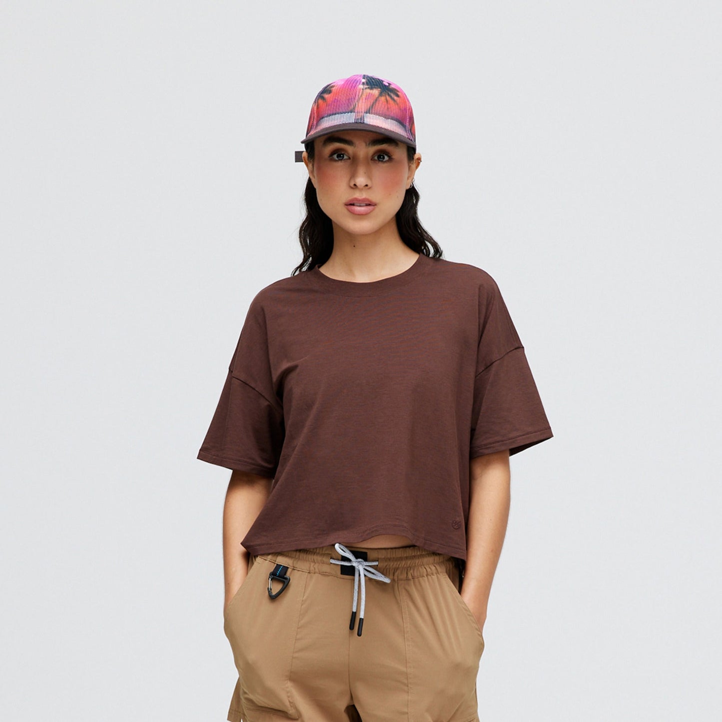 Stance Women&#39;s Lay Low Boxy T-Shirt Brown |model
