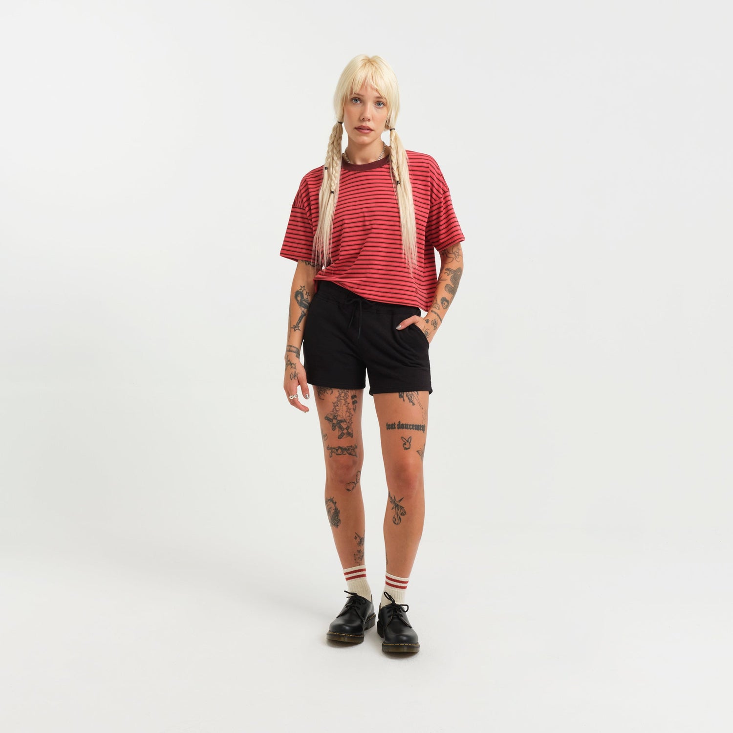 Stance Women's Lay Low Boxy T-Shirt Red Fade |model