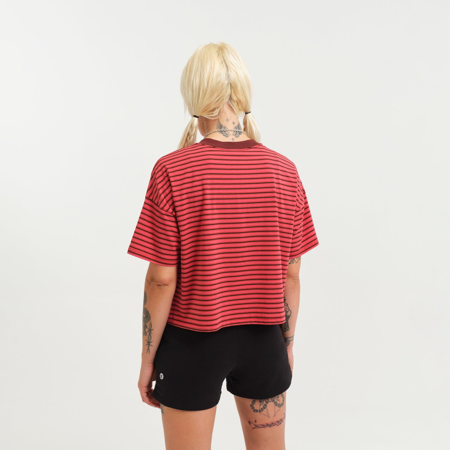 Stance Women's Lay Low Boxy T-Shirt Red Fade |model